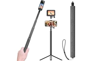 UNIXYZ 125cm Langer Selfie Stick mit Stativ für GoPro 12 Insta360, unsichtbare Verlängerung Carbon Fiber Pole für Go Pro Max Hero 11 10 9 8 7 6 5 Insta 360 One R X2 X3 DJI Action 2 3
