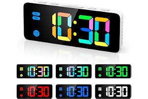 ORIA Digital väckarklocka, liten digital klocka, sängbord med LED regnbågsskärm, kompakt klocka för barns sovrum med 4 dimbar