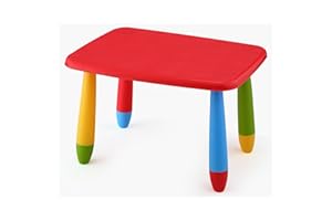 Aranaz Mesita Infantil Rectangular roja, Multifuncional, diseño Moderno, 72,5x57x47 cm, Fabricada en plástico, Resistente, jardín o terraza