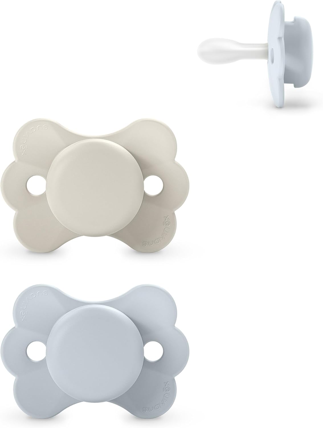 Suavinex, Pack 2 Chupetes con Tetina Fisiológica de Silicona SX Pro, Tetina Simétrica, Plana y Flexible, Bebés 0/6 Meses y Recién Nacidos, Respeta el Desarrollo Bucodental, Wonderland Azul/Beige