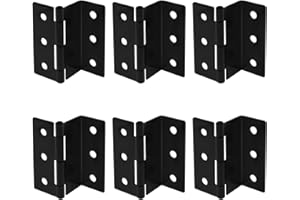 AQQ60 6Stück Halbflächenscharniere Brustscharniere, 76mmx(30mm+30mm+25mm) schwarzes versetztes Türscharnier 1,8 mm Dicke Stahl-Rollladenscharniere Halbverdeckte dreifache Retro-Scharniere