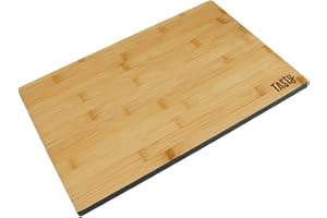 Tasty 678350 Grande planche à découper en bambou, planche à découper en bois, planche à découper, planche de cuisine, plan de travail bois, Bambou, 35,5 x 25 x 1,2 cm