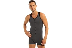 inlzdz Men's One Piece All in One Wrestling Singlet Leotard Bodysuit Vest Jumpsuit Underwear