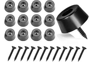 ‎ZOETEKWAY ZoeTekway 12 Stück Schwarz Gummifüße für Schneidebretter, Edelstahl-Schrauben, Schraubfeste Gummifüße, Rund, für Die Meisten Möbelgeräte (20 * 16 * 10.5mm)