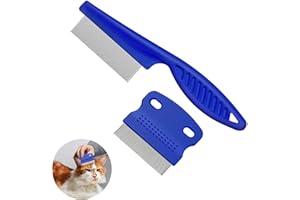 DFSUCCES Pet Comb,2 Pcs Cat Dog Flea Comb Clean Lice/Tangles/Knots/Crust/Dirt,for Cat Dog Flea Lice Tear Stain Remover Combs Fine Tooth Grooming Removal Tool