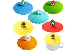 OUOQI 6pcs Tapa de Copa de Silicona,Cubierta de Taza de Antipolvo,Cubierta Cristal Silicona Antipolvo,Reutilizable Cubiertas de Silicona Para Tazas,Cubiertas de Silicona para Tazas Café,Tazas de Té