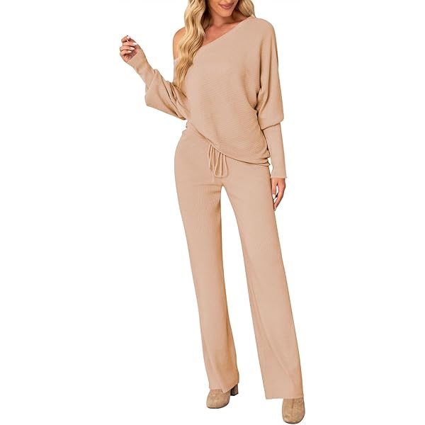 Pink Queen Damen 2-teiliges Set - Gestricktes Top Mit Einer Schulter & Weite Hose