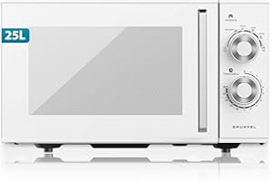 GRUNKEL Microondas con/sin grill MG 25 Litros, 900W + 1000W Grill 20MG 5-6 Niveles de Potencia, 3 Modos Combinados, Temporizador 30 min Apertura con Tirador y Bandeja Ø245 mm (Sin Grill)