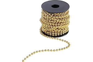 WANTUSHUI Goldene Weihnachtsperlenkette, Christbaumschmuck aus Kunststoff, Weihnachtsbaum Deko, Girlande Weihnachten, Mini Weihnachtsanhänger für Party, Geburtstag, Festliche Dekoration, Kunststoff Perlen,