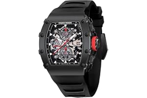 ROLLSTIMI Pagani Design YS011 Montre à Quartz pour Homme Mouvement Japonais YM92 Bracelet en Silicone étanche Sport Rectangle Carré Chronographe Squelette Montre pour Homme