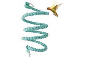 DNOIFNE 300 cm Extra Lange Vogelseil-Sitzstange | Spiralschaukel mit Kletter- & Stehfunktion | Zubehör für Vogelkäfige, geeignet für Papageien, Wellensittiche, Nymphensittiche & mehr