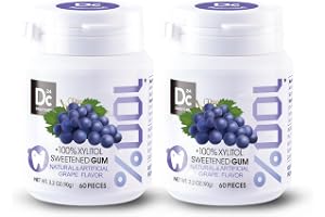 DC24 DAILY CARE Xylitol Tuggummi‌, Sockerfritt tuggummi utan aspartam, Druvsmak, Glutenfritt, Veganskt, 60 bitar, 2-förpackni