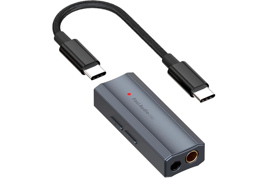 Fosi Audio DS2 USB C to AUX Headphone Amp DAC Dongle 3.5mm Jack Audio Adapter Portable Amplifier with Dual Output DSD256 4.4mm Balanced High Resolution CS43131 Chip for iPhone Pad Pro Android Phone