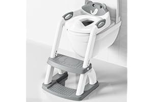 KYYOKE adaptador wc niños, Plegable Portatil Infantil Asiento Inodoro, inodoro de entrenamiento 2 en 1 para niños, cojín antideslizante y antisalpicaduras, taburete de escalera