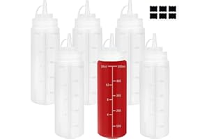 Yishik 500ml 6 Pack Squeeze Condiment Bottles with Lids,16oz BPA Free Plastic Squeeze Sauce Bottles Needle-Nosed Squirt Bottles for Cookie Decorating,Sauces,Ketchup,Salad,DIY Crafts