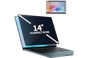 DEJIMAX Laptop Privacy Screen 14-inch, Aspect Ratio 16:9, Anti-Blue Light and Glare Protection, Quick Attachment Privacy Filter, Notebook Privacy Film Compatible with Lenovo/HP/Dell/Samsung/Asus
