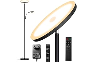 Yikuneng 42W 4500LM Lampadaire LED Dimmable, Super Lumineux Lampadaire sur Pied Salon avec Lecture Lampe, Télécommande et Contrôle Tactile Lampadaires 2700K-6500K pour Salon Chambre Bureau