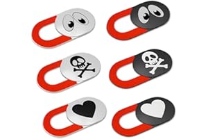 KARBOME Tapa Webcam Ultrafina con indicador Rojo (6 Unidades) | Tapar Camara portatil PC, Mac y Tablet | Ojos, Cráneo, Corazón | Set-A