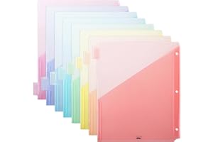 Mr. Pen - Divisores de carpeta con bolsillos y pestañas, 8 pestañas, colores pastel, separadores para carpeta de 3 anillos con bolsillos, divisores de bolsillo para carpeta de 3 anillos con pestañas,