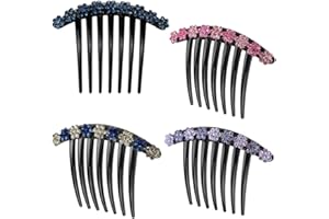 BZKSER haarkamm zum stecken - 4 pcs Strass Zähne Haarkamm Haarschmuck Einsteckkamm Steckkamm Strass Haargesteck Haar Seitenkämme Französisch Kunststoff Twist Kamm Haar Clip Brautschmuck Haare