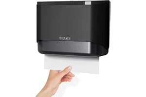 BEZADI Paper Towel Dispenser Wall Mounted, Multifold C-Fold Hand Towel Dispenser, Folded ABS Commercial Tissue Towel Dispenser for Bathroom Mall Hospital, Black