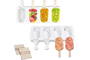 AOMAIGAD 2Pcs Moules à Glace,Moules à Glace Silicone,Moule glace,Avec 100 bâtonnets de glace，Moule réutilisable en silicone de qualité alimentaire,Pour les glaces glacées et les desserts faits maison (D)