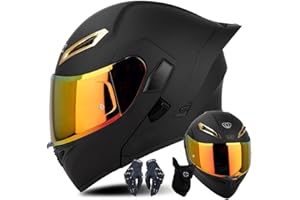 CNNGU Modular Motorcycle Helmet with Gloves and Face Protection, Flip Up Helmet, Adult Motorcycle Helmet with Double Visor, ECE Approved Helmet for Men and Women