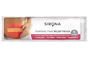 Sirona Herbal Pain Relief Patches - Pack of 5 | Instant Relief from Menstrual Cramps, Lower Abdomen, Back | Cool Patches with No Chemical Actives, Endometriosis Pain Relief, No Side Effects