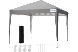 Quictent Pop Up Gazebo 3 x 3m with Bag, Folding Gazebo Waterproof Event Shelter, 50+UV Protection Canopy Garden Tent for Parties, Camping, Festivals and Flea Markets - Light Grey