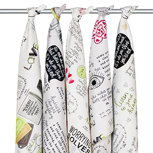 Carrés, langes en flanelle avec très mignons motifs, idéal pour les nouveaux-nés (5 x Be Happy)