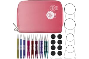 Set ferri da maglia KnitPro Zing, circolari, intercambiabili, punta corta speciale da 10 cm, set Deluxe