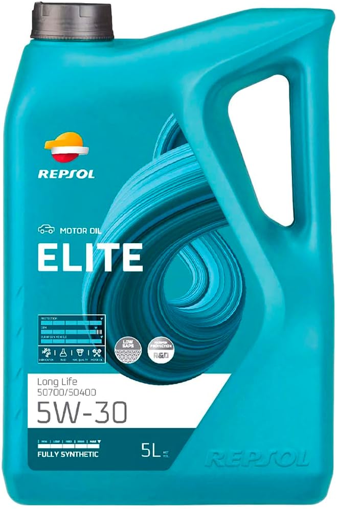 REPSOL aceite lubricante sintético de larga duración (Long Life) para coche ELITE LONG LIFE 50700/50400 5W-30 5L