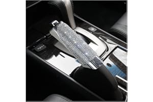 CGEAMDY Car Handbrake Cover, Bling Crystal Rhinestone Dedicated Side Brake Protective Cover, Diamond Inlaid Car Supplies Lever Cover, Universal Auto Interior Decoration Accessories(White)