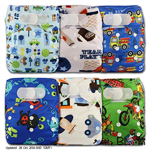LittleBloom, Reusable Pocket Cloth Nappy, Fastener: Hook-Loop, Set of 6