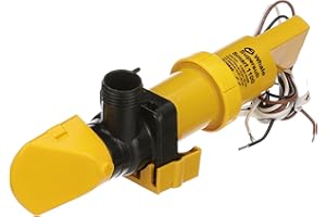 Whale SS1212 Supersub Smart 1100 Electric Bilge Pump - for Fresh or Salt Water Use, 12V DC, 5 Amps, Open Flow Rate of 1050 GPH @ 27.2V DC, 16 AWG Wire, 1-Inch and 1 1/8-Inch Hose Connections