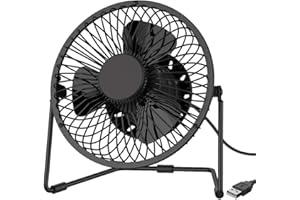 EasyAcc USB Desk Fan 5 Inch Desktop Silent Fan Air Circulator 2 Speeds Brushless Motor Noiseless for Home and Office Laptop PC Table Fan - Black