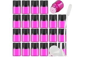 TIANZD 25 Stück Leer 1 ml Kleine Glasflaschen mit Orifice Reducer Rosa Mini-ätherische Ölflaschen Duft Glas Fläschchen für Ätherisches Öl,Aromatherapie,Parfüm,Massage