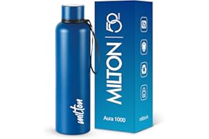 Milton Aura 1000 Thermosteel Water Bottle, 24 Hr Hot and Cold I Leak Proof Lid, ISI Certified I Vacuum Insulated I for Office, Gym, School I Dark Blue