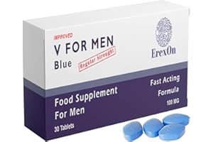 ErexOn - V for Men 30 Blue Pills 100mg - High Performance & Hard Enhancement - Fast, Strong & Long-Lasting Effect - 100mg Herbal Supplements for Male Enhancing - Energy Boost & Health Support