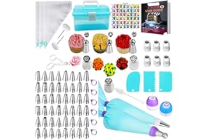 Fishoney Douille Patisserie Professionnelle, Kit Patisserie, Patisserie Accessoire, Ustensiles à Pâtisserie, Accessoire Patisserie, 54 Douilles Pâtisserie, Poche a Douille Patisserie (129Pcs)…