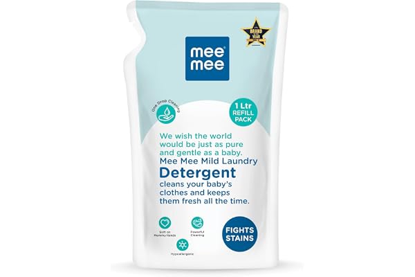 Mee Mee Baby Liquid Detergent 1 L | pH Balanced, Free from Harsh Chemicals, Safe for Mother’s Hands & Baby’s Skin | Anti-Bact