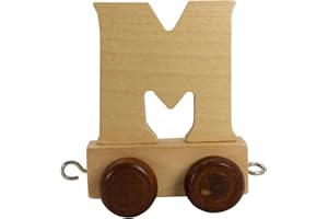 GICO Carra in legno, lettere treno, Lok, Waggon, A-Z, nome desiderato (M)