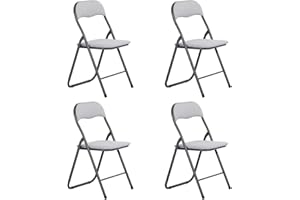 LuxNook 4 pezzi sedie pieghevoli in Lino con imbottitura - sedia da cucina, sedia da ufficio, sedia Laterale, sedia pieghevole, capacità di carico 150 kg, Grigio