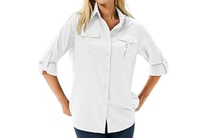 ASFIXIADO Camisa para mujer UPF 50+ UV, protección solar, ropa de safari, blusa de senderismo para mujer, manga larga, transpirable, para exteriores, fresca, de secado rápido, parte superior