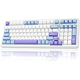 Aula F99 3 Modes RGB Hot Swap Mechanical Linear GrayWood V3 Switch Wireless Macro Keyboard Lila
