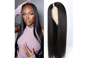 ZEALADY v part wig human hair 20 pouces Perruque Femme Naturelle Bresilien lisse Upgrade u Part Wig Human Hair Straight Hair Wig For Teacher’s Gift Perruque Bresilienne Droit Noir Naturel