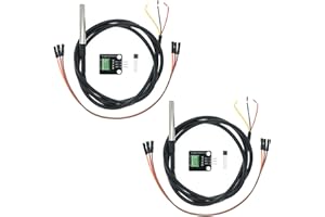 MICREEN 2 Pack Temperature Sensor Module Kit with 1m Cable Waterproof Stainless Steel Probe, Temperature Sensor Chip for Arduino and Raspberry Pi