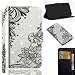 Produktbild Ooboom Google Pixel 3 XL Hülle 3D Flip PU Leder Schutzhülle Handy Tasche Case Cover Ständer mit Kartenfach Integrierten Kartensteckplätzen Trageschlaufe für Google Pixel 3 XL - Schwarz Lotus