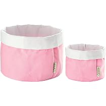 2 Paniers Rangement Coton MyHodo - Corbeilles Pliables Rose Pour Bébé, Cuisine Ou Salle De Bain