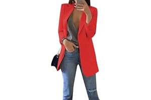 Yming Frauen Langarm Blazer Vorne Offener Anzugjacke Reverskragen Büro Langarm Jacke Oversized